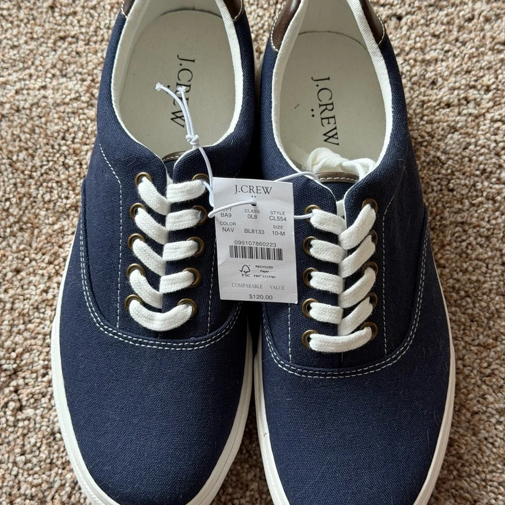 J. Crew Navy‎ Canvas Sneakers NWT Sz 10-M